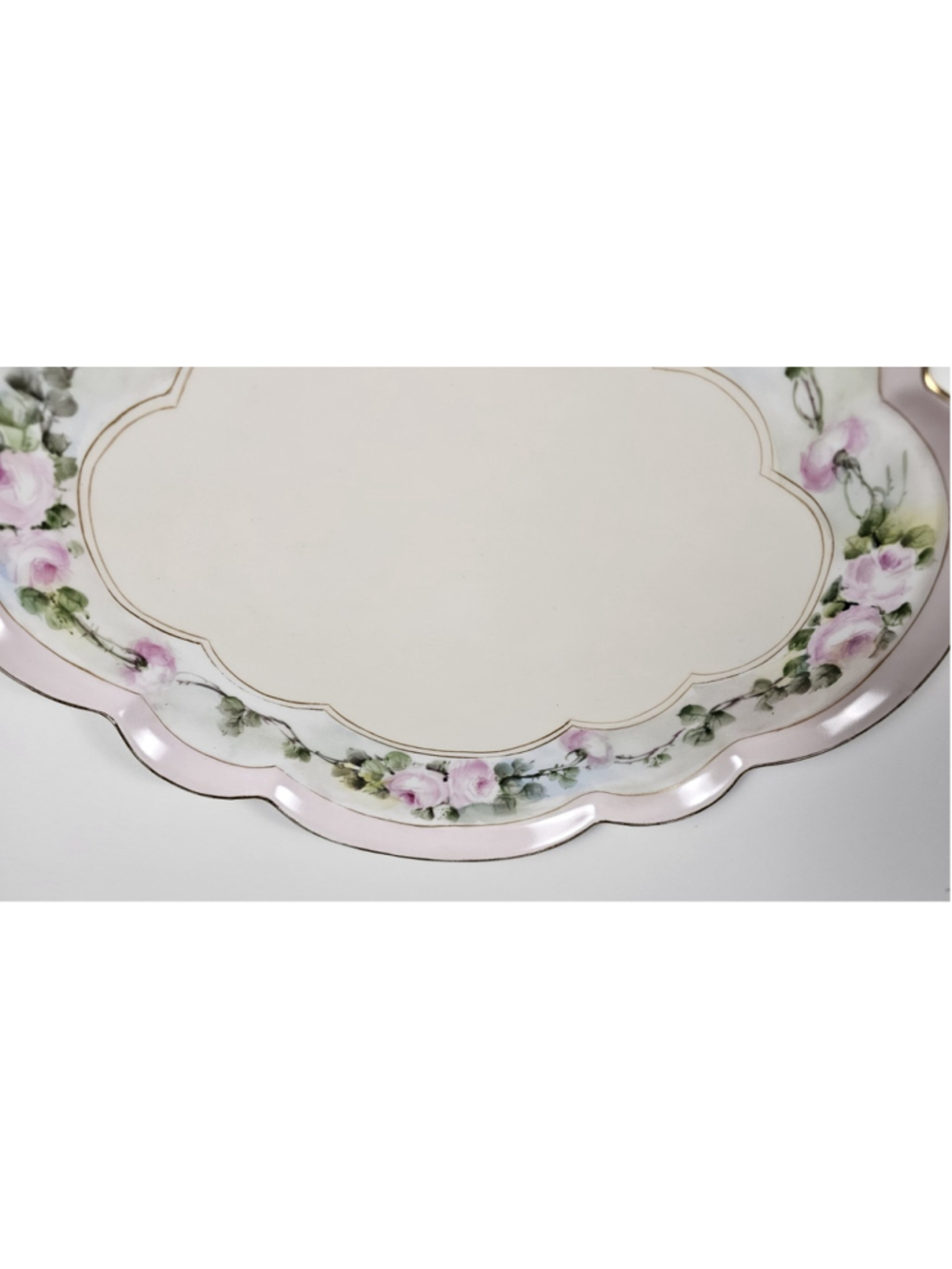 Antique GDA Limoges France Vanity Tray Hand Painted Pink Roses Gold Trim 1900 - Picture 13 of 15